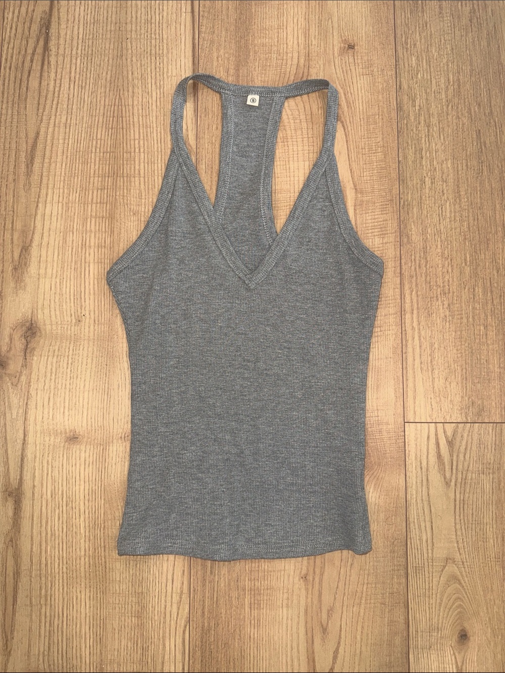 Women's Gray Ribbed Racerback Tank Top - Unbranded